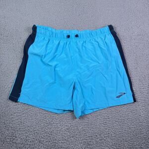 Brooks Moment 5" Running Shorts Mens M Blue 2-in-1 Lined Track Pockets